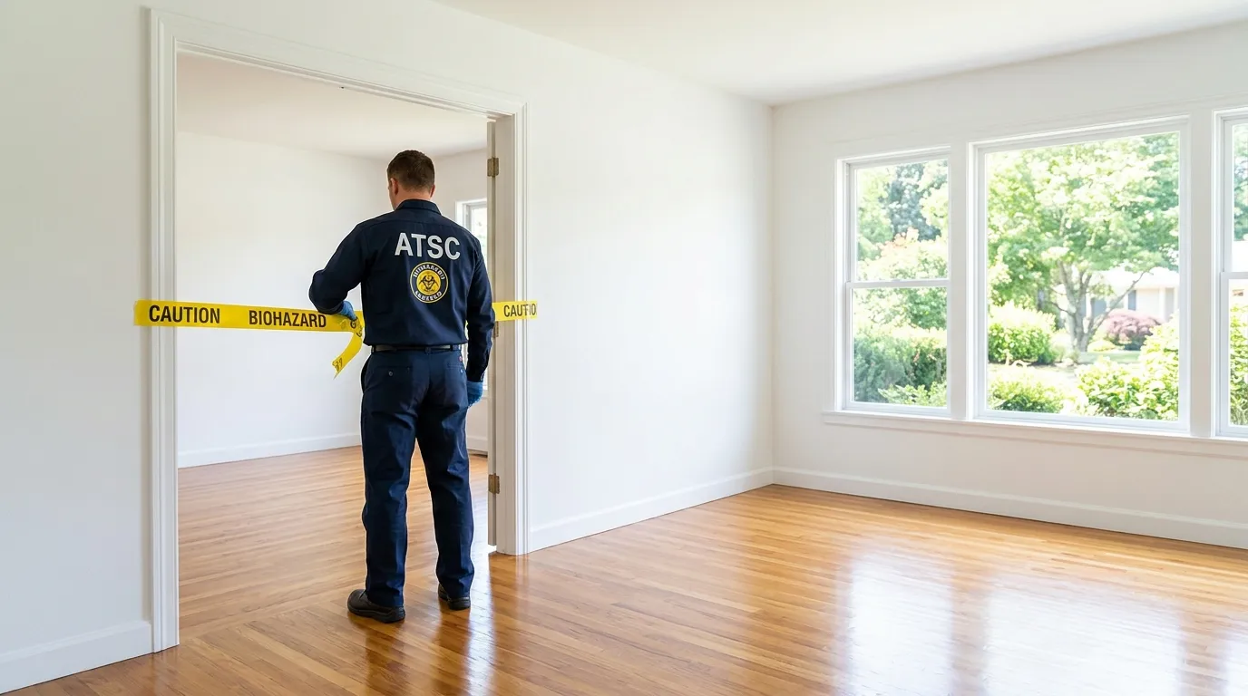 Certified biohazard cleanup crew performing Trauma Scene Cleanup in Beacon